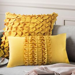 Pillow 45x45/50x30cm Unique Stereo Pleats Yellow Cover Woollen Case Decorative For Covers