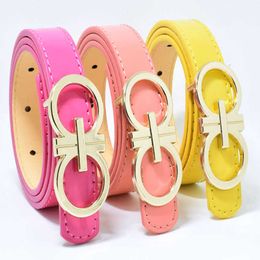 Belts New Design Belts Candy Color Belts for Kids Girls Women Dresses Female Adjust Belt PU Leather Belt Cummerbund W0317
