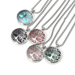 Natural Stone Pendant Necklace Round Opal Quartz Amethyst Turquoise Link Chains Healing Crystals Stone Necklaces For Women