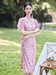 Ethnic Clothing 2023 Summer Design Chinese Style Sweet Girls Modern Qipao Long Dresses