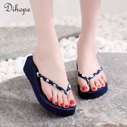 Slippers Fashion Wedge Heels Slippers Women Flip Flops Summer Thick Bottom Sandals Platform Slippers Soft Beach Shoes Non-Slip Slides New Z0317