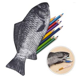 Carp Pen Bag Realistic Fish Shape Make-up Pouch Pencil Case With Zipper Makeup Casual Gift Funny Handbag