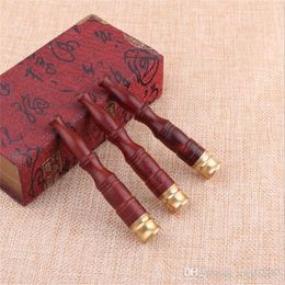 Smoking Pipes Novel creative red rosewood round tail solid wood cigarette holder accessories copper