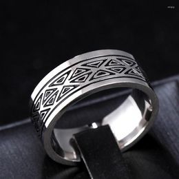 Cluster Rings 316L Stainless Steel Fashion Style Men And Women Geometric Triangle Pattern Amulet Jewellery