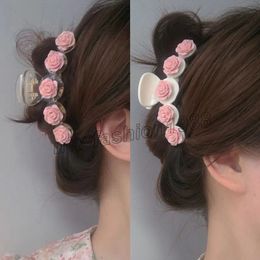 Korean Fashion Hair Claw hair Clip Women Girl Transparent Hairin Rose Flower Ponytail Claw Clips Crab Hair Accessories Headwear