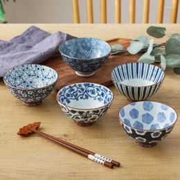 Bowls Japanese Style Rice Bowl Underglaze Ceramic For Kitchen Round Bowels Dinnerware Accessories