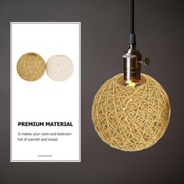 Pendant Lamps 2pcs 15cm Hand-Woven Rattan Ball Lampshades Retro Round Lamp Cover For Bedroom Cafe Bar Lounge Light AccessoriesPendant