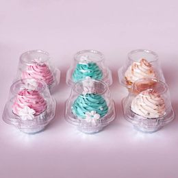 Gift Wrap 50 Pcs Transparent Cake Box Cupcake Packing Plastic Food Storage Container