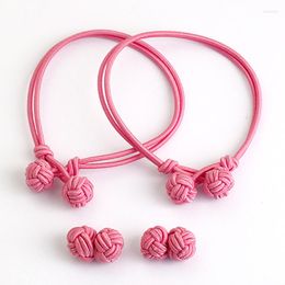 Charm Bracelets Jelmoons S2 Women Pink Rope Chain Elastic Bracelet And Cufflinks