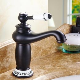Bathroom Sink Faucets Basin Faucet Brass Black Finish Mixer Tap With Ceramic Handle&Base /Classic Creative Antique Design /torneira