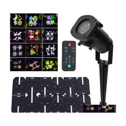 2016 Lawn Lamps Christmas Projector Lights 12 Pattern Rotating Projection Led Light Snowflake Landscape Spotlight Lamp For Patio Garden H Dhjdn