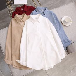 Women's Blouses Women Cotton White Shirts Office Lady Long Sleeve Blouse Single Breasted Chic Chemise Tops Women's Clothing X97