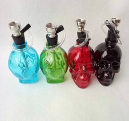 Skull bong Glass water smoking pipe hookah With Hose Metal Bowl 7 Colors Filter cigarette holder hookahs shisha Oil Rigs