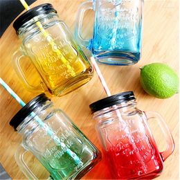 Storage Bottles 5Pcs S-J-J Mason Jar Lids With Straw Hole Durable Tin Regular Mouth Sealing Lid For Cup Home Kitchen Jars Accessories