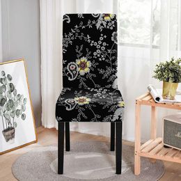 Chair Covers Dining Room Flower Print Slipcover For Kitchen Stools Stretch Chairs Protector Home Party Wedding Decor