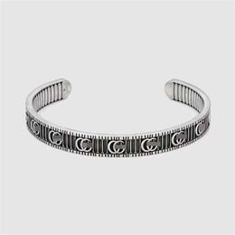 2023 Designer New Jewellery Sterling Silver Simple Open One Size Home Personality Vertical Stripe Bracelet for Men and Women
