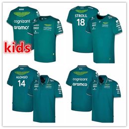 kids Men's T-Shirts Aston Martin Jersey T-shirt AMF1 polos 2023 Official Mens Fernando Alonso T-Shirt Formula 1 Racing Suit F1 Shirt MOTO Motorcyc Tees polo