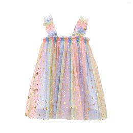 Girl Dresses 2023 Summer Cute Sleeveless Strap Tulle Baby Dress First Birthday Party Princess Toddler Clothes 12M-6T