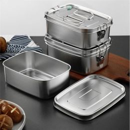 Dinnerware Sets Stainless Steel Lunch Bento Box With Sealed Lid Large Capacity Double Layer Anti-Leak Storage Container Kitchen