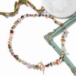 Pendant Necklaces Irregular Amazonite Beaded Necklace 45cm Colourful Natural Stone Vintage Energy Simple Choker For Women Jewellery Gift