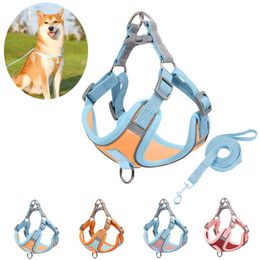 Dog Collars & Leashes Breathable Harness Adjustable Reflective And Leash Set Durable Puppy Pet AccessoriesDog