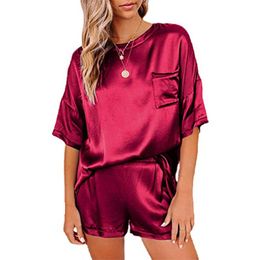 Women's Tracksuits 2023 Spring Summer Shorts 2-piece Comfort Satin Pajama Suit Ladies Sleeve Homewear Elegant And Leisure Daily Wear