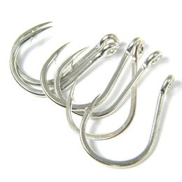 Fishing Hooks 6Pcs/lot #6/0 Style 9985 Silver Big Eye Saltwater Jigging Sea Fishing Hooks Fishhook Crank hook Barbed jig fishhook fishing P230317