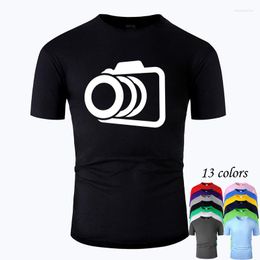 Men's T Shirts Camera Line Art O Neck Cotton Shirt Men And Woman Unisex Summer Short Sleeve Designed Casual Tee M01044