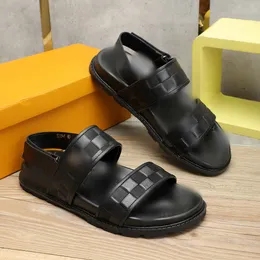 Sandali da uomo di alta moda sandalo casual da uomo di design piatto di lusso stampato in plaid nero