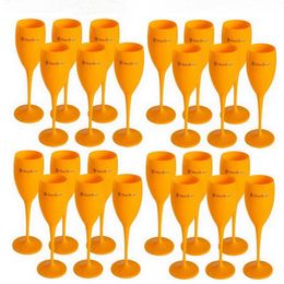 NEW Acrylic Veuve Pink Orange Champagne Flutes Wholesale Party Wine Glasses Acrylic