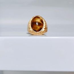 Cluster Anneaux 2023 OVAL TIGER TIGER Eye Band Stone Ring For Women Men Antique Gold White plaqué Fashion Bijoux