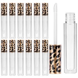 100pcs 3.5ml Mini Pale Mauve Lip Gloss Tubes leopard print Refillable Empty Lip Balm Bottles Clear Lipstick Tube Container