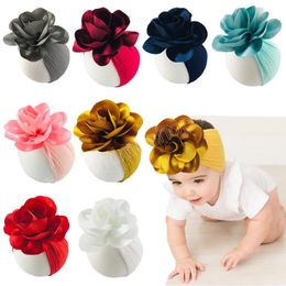 Fashion Handmade Flowers Elastic Hairband Baby Soft Comfortale Nylon Headband Kids Hair Accessories Clothing Decoration