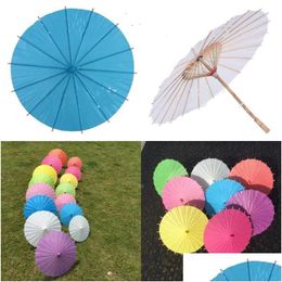 Umbrellas 60Cm Chinese Japanesepaper Parasol Paper Umbrella For Bridesmaids Party Favours Summer Sun Shade Kid Size Drop Deli Dhie3