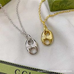 2023 Designer New Jewellery Silver Double three-dimensional pig nose Pendant Fashion Necklace for lovers