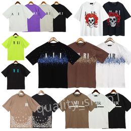 Designer Summer Men's Graffiti T-shirts Womens AM Printed Tops Tees Fashion Man T-shirt Quality Cotton Casual Short Sleeve Luxury Hip Hop Streetwear Clothing