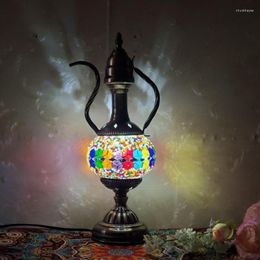 Table Lamps Retro Turkish Lamp Bohemian Mosaic Glass Led Desk For Bedroom Bedside Lightings E14