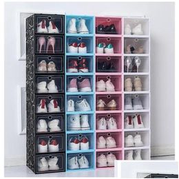 Storage Boxes Bins Transparent Shoe Box Shoes Organisers Thickened Foldable Dustproof Stackable Combined Cabinet Dh6U5