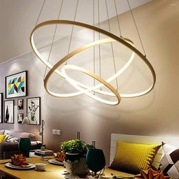 Pendant Lamps Modern Led Light Dimmable Lamp Rings Circle Ceiling Hanging Nordic Chandelier For Home Loft Living Dining Room Bedroom