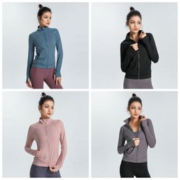 Yoga Coat With Logo Women's Fitness Sports Outwear Casual Slim Stand Collar Zipper Tops Running Training Long Sleeve Coat Fashion Jumper Outwear Blouse BC491