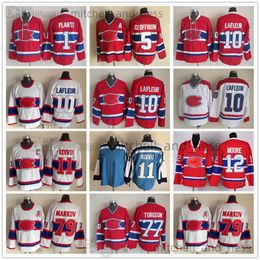 Movie Vintage Hockey Jersey Retro CCM Embroidery 10 Guy Lafleur Jersey 79 Andrei Markov 11 Saku Koivu 12 Dominic Moore 77 Pierre Turgeon 1 Jacques Plante 5 Geoffrion