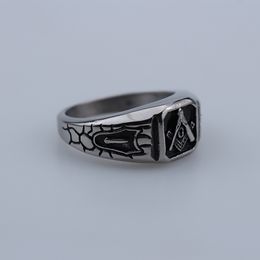 Stainless Steel Silver Freemason Masonic Ring Jewel unique design for men Retro Free mason Ring Mason Personality Jewellery women