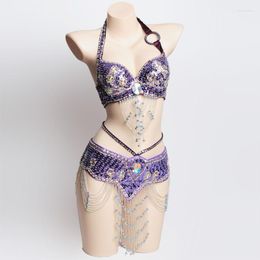 Stage Wear Fringe Belly Dance Bra Belt Beaded Set Sexy Costume Carnival Performance Dresses