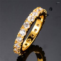 Wedding Rings Luxury Female White Zircon Ring Fashion Gold Colour Unique Style Promise Engagement For Women