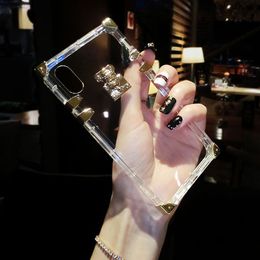 Clear Square Trunk Cell Phone Cases for iPhone 15 14 13 12 Mini 11 Pro Max XR XS 6 7 8 Plus SE2 Designer Luxury Transparent Crystal Mobile Bumper Back Cover Shells Fundas 22