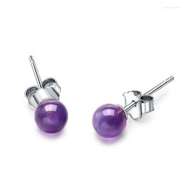 Stud Earrings Amethyst Beads Silver 925 Sterling For Women Natural Crystal Earings Fine Jewelry