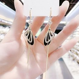 Stud Earrings 2023 Retro Butterfly Tassel Long Super Fairy Atmosphere Wild Net Red