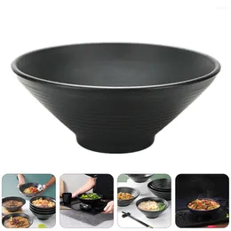 Bowls 1 Pc 8-inch Salad Bowl Nonslip Porridge Melamine Ramen (Black)