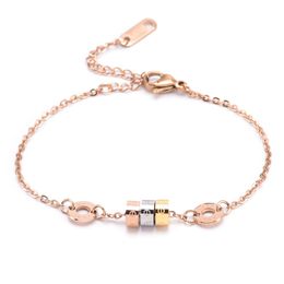 Fashion Design Good Lucky Beads Charm Bracelet Rose Gold Plated Stainless Steel Jewelry Women Gift