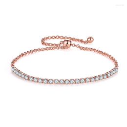 Link Bracelets Ociki Rose Gold Colour Blue Green Red Crystal For Girls Women Black Gift Simple Drop Wedding Jewellery Wholesale